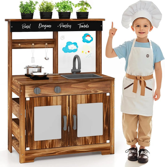 Lavello da cucina, esterno, Lavello e Rubinetto per Bambini dai 3+ Anni, Cucina Giocattolo per Bambini combina Cucina e Giardinaggio, Cucinetta