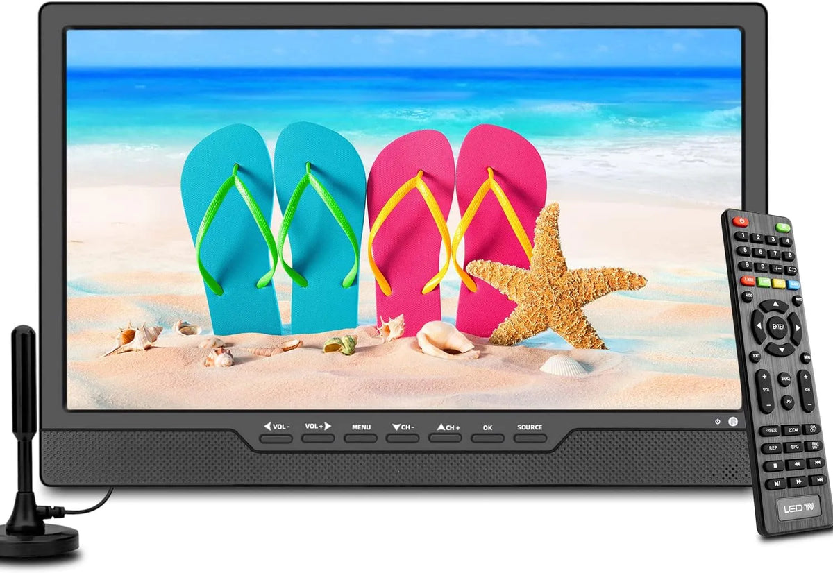 Smart TV, 14, 0 pollici, televisore, HDMI, USB, portatile, DVB-T2, ingresso AV, presa USB, batteria ricaricabile, Mini TV freeview, telecomando