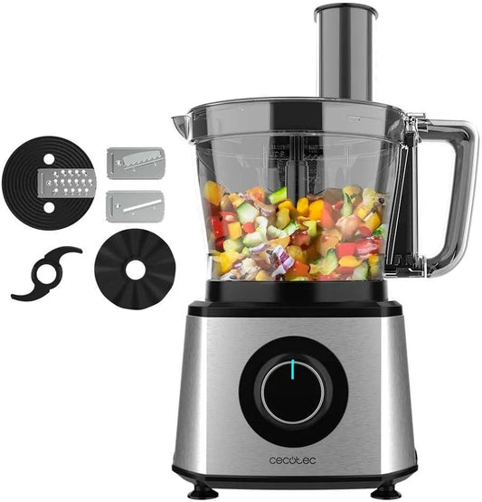 Cecotec 2000W di Potenza, Processore di alimenti Paprika 1300, Acciaio Inossidabile, Ciotola da 3, 5 L, 2 Velocità, 3 Dischi da Taglio, 1 Lama per